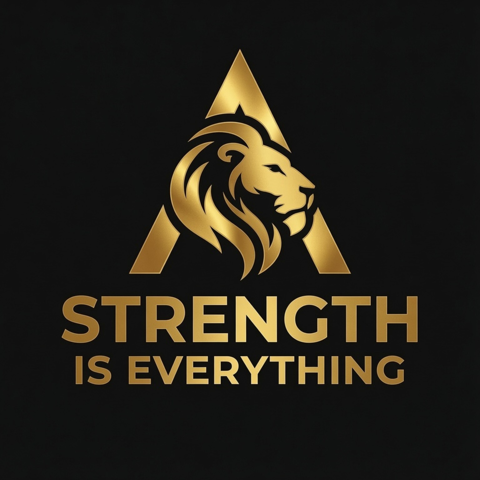 Strength Is Everything gold lion logo